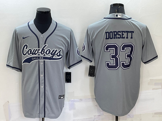 Men's Dallas Cowboys #33 Tony Dorsett Gray Cool Base Stitched Baseball Jersey
